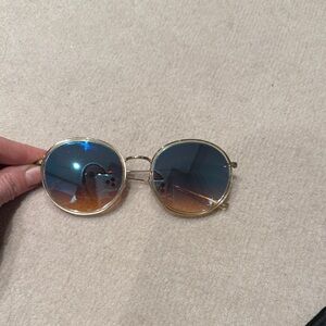 Barton Perreira Gold Frame Sunglasses with Blue to Amber Gradient Lenses